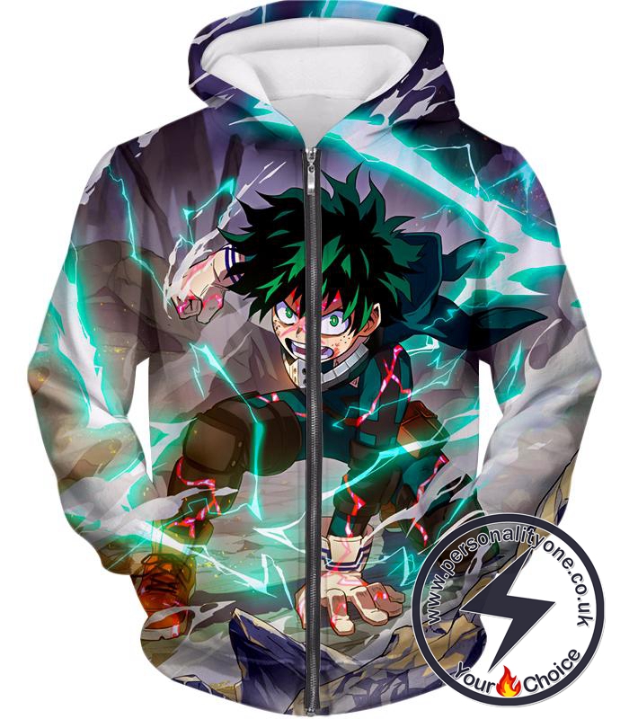 My Hero Academia Ultimate Hero Izuki Midoriya aka Deku Super Cool Action Anime Zip Up Hoodie